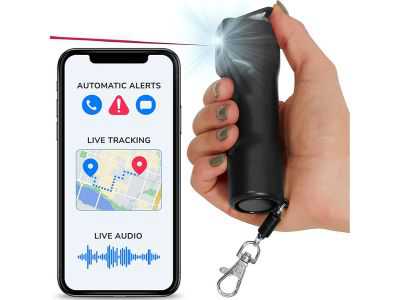 Plegium Smart Pepper Spray 5-in-1 Free GPS Location Emergency Texts Live Tracking — Self Defense Keychain Pepper Spray for Women and Men