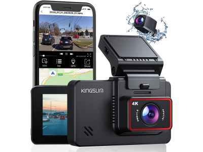 Kingslim D4 4K Dual Dash Cam with Built-in WiFi and GPS - The best 4K front and rear dash cam