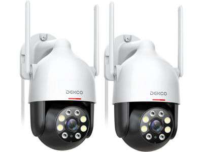 Dekco 2Packs, 2K WiFi Outdoor Security Camera Pan-Tilt 360° View, 3MP Surveillance Camera