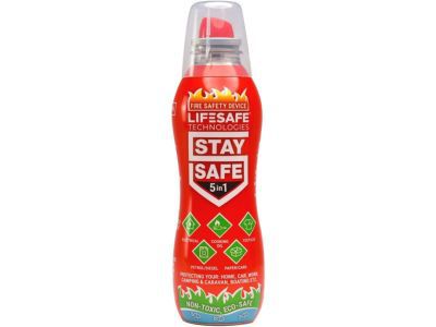 StaySafe 5-in-1 Fire Extinguisher, For Home, Kitchen, Car, Garage, Boat, The best small extinguisher that tackles 5 types of fire in seconds